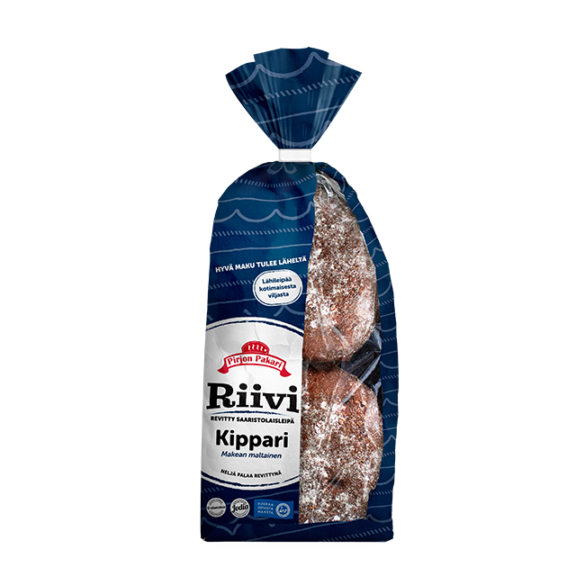 Riivi Kippari saaristolaisleipä kauniissa syvän sinisessä paperipussissa